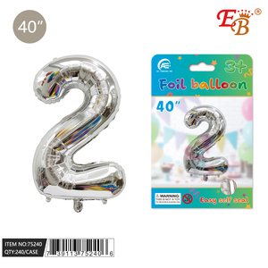 Palloncino in alluminio argento n. 2 da 40 pollici 240 pezzi Per custodia Per feste - Product Image 1