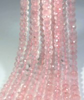 Quartz rose naturel, rondes facettées, qualité supérieure, 8 brins, pierres précieuses en vrac, 100-120 carats, diamètre du trou 0,45-0,50 mm, pour bricolage