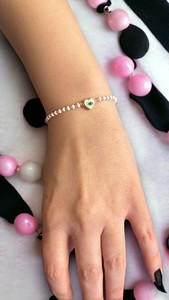 DAFNI BIG PAZAR Bracelet en acier inoxydable avec imitation perle et zircon - Cadeau tendance unisexe d'Istanbul Modèle 92 - Product Image 2