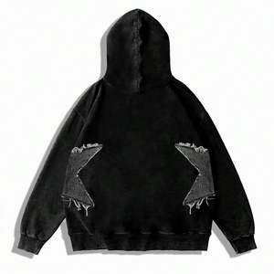 Sweat-shirt surdimensionné en coton lourd avec broderie appliquée et délavage à l'acide personnalisé, streetwear pour hommes, 500GSM - Product Image 5