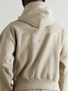 Winter Warm Wholesale Blank Beige Custom Embroidery Heavy Thick Fleece Beige Oversized Plain Pullover <b>Hoodies</b> By Ako - Product Image 3