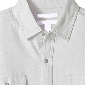 เสื้อเชิ้ตลำลองผู้ชายผ้าฝ้าย100% แขนยาวผ้าเดนิมสีขาวคลาสสิกมีสไตล์ใหม่ล่าสุด