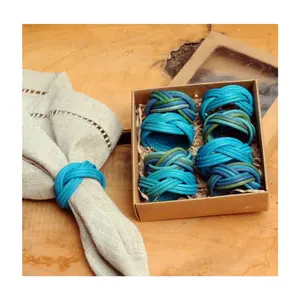 Mavi Rattan peçete halkaları masa süsü mutfak aksesuarları peçete halkası yılbaşı peçete halkaları düğün vietnamca Amazon tarafından yapılan