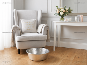 Bol à pédicure rond en métal avec finition martelée pour usage en salon de manucure - Product Image 4