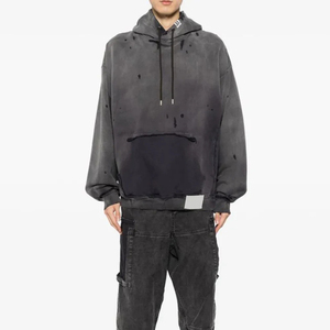 Sudadera con Capucha para Hombre, Diseño Desgastado, Cómoda, 100% Algodón, Patrón Sólido, Cuello con Capucha, Impermeable, Nuevo Modelo de Moda, Proveedor Directo de Fábrica, ODM - Product Image 1