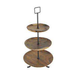 Présentoir à gâteau en bois à trois niveaux de la dernière qualité en bois d'acacia support à gâteau en bois de forme ronde à trois niveaux du fournisseur indien - Product Image 1