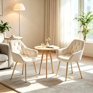 Silla de Comedor Moderna Tapizada en Cuero Sintético con Patas de Metal Dorado, Muebles Contemporáneos para el Hogar - Product Image 2