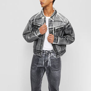 Conjunto de Mezclilla Lavada para Hombre con Diseño Personalizado, Conjunto de Jeans Casuales de Algodón Suave para Hombre, Material Sólido - Product Image 6