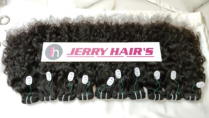 Extensiones de Cabello Virgen Jerry Curl del Templo del Sur de la India, Cabello Indio Crudo Sin Procesar, Máquina de Extensiones de Cabello con Doble Trama, Empaque Personalizado - Product Image 2
