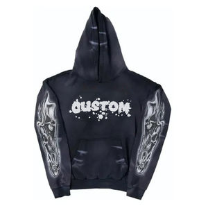 100% Cotton Men's Premium Quality Acid Water Washed <b>Distressed</b> Tracksuit For Man Set Custom Casual Hoodie Sweatpants - Product Image 2