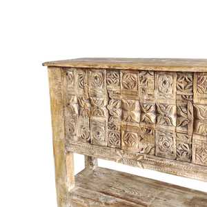 Handmade Rustic Wooden <b>Console</b> <b>Table</b> with Mirrored Feature Solid Wood Living Room Furniture with <b>Storage</b> for Hotel Decoration - Product Image 3