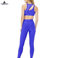 Logo personnalisé 2 pièces ventre contrôle ensemble de vêtements de sport sans couture dos croisé Yoga hauts Scrunch bout à bout jambières d'entraînement pour les femmes