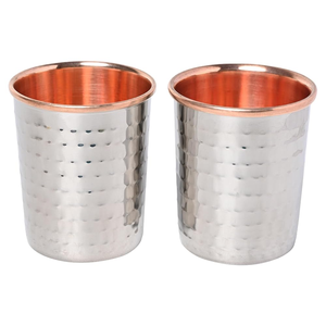 Ambience Lifestyle Modern Design Eco-Friendly 100% Pure Copper Julip <b>Cup</b> Custom <b>Glass</b> Hammered Metal Mug with Lid for Drinks - Product Image 1