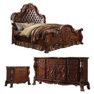 Cama de Madera Maciza con Chapa de Caoba Marrón Antigua, Diseño Clásico Tradicional, Tallada a Mano, Estilo Daabadi Furnico, Tamaño King, Personalizable - Product Image 2