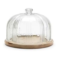 Présentoir à desserts design de luxe ustensiles de cuisine en bois plateau à gâteaux en bois dôme en verre pour la maison et la boulangerie prix de gros articles de fête