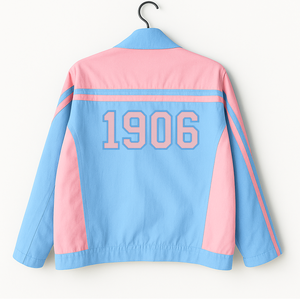 Gamma Phi Delta Chaqueta de carreras de sarga de algodón de alta calidad con cierre Cremallera GPD Parafernalia griega Chaqueta de corredor personalizada - Product Image 2