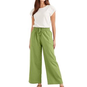 Pantalon d'été décontracté en lin de la plus haute qualité pour femmes - Product Image 1