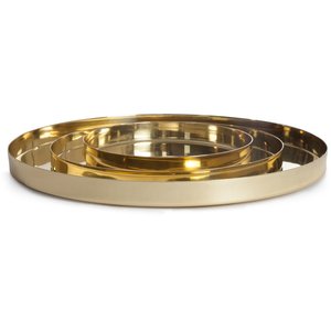 Platos y bandejas de aluminio chapados en oro para servir, suministros para restaurantes y hoteles, bandeja de metal para aperitivos y café con juego de 3 - Product Image 1