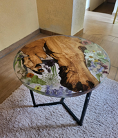 Table basse de luxe moderne en bois d'acacia et résine, design artistique, étanche, couleur personnalisable, pour salon, Diwali, Sympathie
