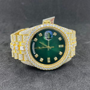 Superventas de alta calidad Unisex Iced Lab Grown Diamond Watch Función de fecha automática Diamante incoloro New Age Glass Precio al por mayor - Product Image 2