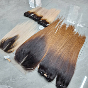 Couleur brun foncé 2 vietnamiens 100% cheveux humains droite Machine Double trame tissage faisceaux - Product Image 2