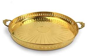 Plateau de service rectangulaire en fer, écologique, doré et noir, élégant et décoratif, pour la maison, le restaurant, approvisionnement en vrac, vaisselle, assiettes - Product Image 3