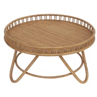 Table centrale moderne en rotin artisanal, Table basse arrondie avec Base en bambou pour la maison/le bureau, mobilier décoratif