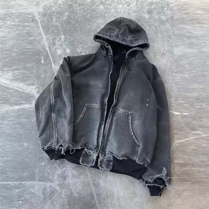 Nueva tendencia de piedra con tipo crudo angustiado para hombres personalizado más transpirable estilo único sudadera OEM Sudadera con capucha lavado ácido liso - Product Image 1