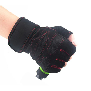 Gants de sport en coton à demi-doigts pour hommes et femmes, poids lourd, avec paumes rembourrées, prise ferme, soutien du poignet pour la musculation - Product Image 4