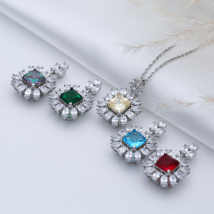 Carré Citrine CZ Pierre Fleur Conception 925 Argent Charme Collier Turc Fabriqué À La Main En Gros Bijoux - Product Image 4