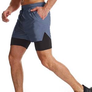 Pantalones cortos para correr 2 en 1 para hombre Pantalones cortos de entrenamiento atlético de gimnasio de secado rápido para hombres con bolsillos para teléfono Pantalones cortos de entrenamiento de gimnasio - Product Image 4