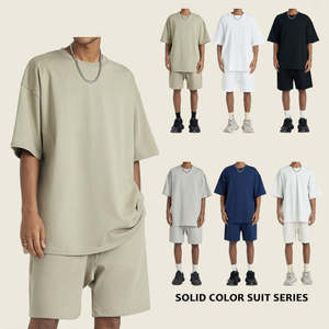 Bonne vente T-shirts et ensembles de shorts pour hommes Ensemble short et chemise surdimensionnés Sweat Gym Plain pour hommes - Product Image 1
