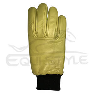 Gants d'hiver en cuir de mouton, doublure en polyester de couleur jaune et noire, compatibles avec écran tactile, décontractés et extérieurs, vente en gros - Product Image 1