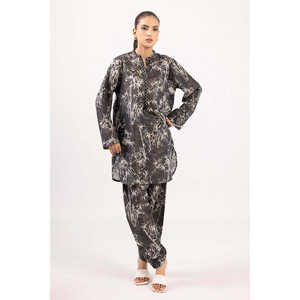 Conjunto de Traje de 2 Piezas para Mujer, Estampado con Rayas Zari, Jacquard, 100% Poliéster, Transpirable, SPT-52002 - Product Image 5