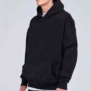 Sudadera con Capucha para Hombre, al por Mayor, de Gran Tamaño, con Bordado de Moda, Lisa, de Forro Polar, 100% Algodón, Negra, sin Cordones, con Logotipo Estampado - Product Image 3