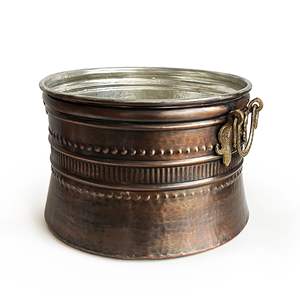 Bol en cuivre martelé fait à la main avec des poignées en laiton 20-30 cm, bol en cuivre martelé décoratif pour salles de bain, cuisines - Product Image 2