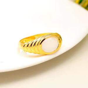 แหวนพลอยสีรุ้งรูปวงรีตัดรูปวงรีเป็น925เงินสเตอร์ลิงชุบทองดีไซน์คลาสสิกอินเทรนด์สำหรับงานแต่งงานของผู้หญิง - Product Image 3