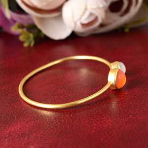 Trendy Demand <b>Boho</b> Gemstone Cuff <b>Boho</b> Brass Bangle for Women 18K Gold Plated Minimalist Open <b>Bracelet</b> for Wholesale OEM ODM - Product Image 2