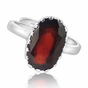 NOVAMART Fine Certified Natural Hessonite Garnet (Gomed) 3.25 12.25 Ratti <b>Ring</b> <b>Adjustable</b> <b>Silver</b>(925) Crown Setting Fine Astrolo - Product Image 2