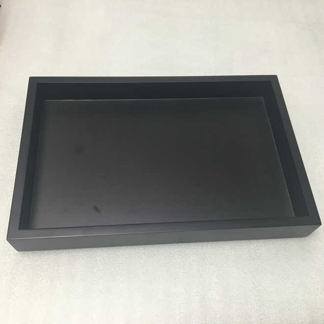 Etched Lacquered Wood Tray Mahogany Red over Black