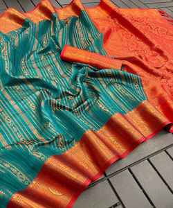 Saree en filet élégant pour filles avec broderie fantaisie en organza et belle tenue de fête de mariage - Product Image 2