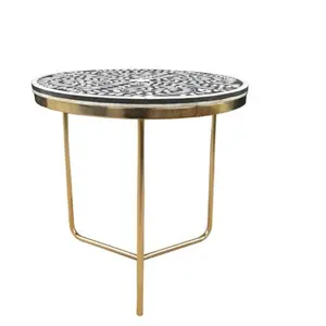 Nouveau élégant maison salon décoration meubles Tables rondes Table basse en métal avec dessus en marbre au prix le plus bas