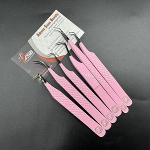 Violet rose noir japonais en acier inoxydable diamant Grip Logo personnalisé pince à épiler d'extension de cils testé à la main Volume pince à cils - Product Image 3