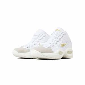 รองเท้าบาสเก็ตบอล <span class=keywords><strong>Reebok</strong></span> รุ่น Question Mid สีขาว/ทองเมทัลลิกสำหรับผู้ชาย เหมาะสำหรับงานปาร์ตี้ - Product Image 2