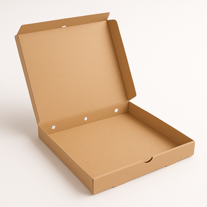 Caja de pizza de papel marrón con ventilación troquelada Embalaje duradero y sostenible - Product Image 1