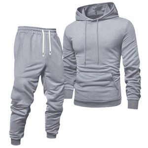 Men's Winter <b>Fleece</b> <b>Hoodie</b> Jogger Set Zipper Tracksuit with DTF DTG Screen and Digital Printing Sublimation in Solid Color - Product Image 5