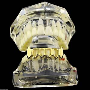 ชุดตะแกรงครอบฟันขนาดเดียวสีเงินสีโรสโกลด์ชุบเคลือบสีดำพื้นขัดเงาคุณภาพสูงเครื่องประดับอัญมณีกลวงสำหรับงานแต่งงาน - Product Image 2