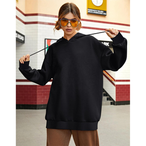 Vente en gros de services OEM Top à capuche en coton à manches longues pour femmes Nouvelle arrivée Couleur unie Vêtements de mode Top à capuche pour femmes - Product Image 1