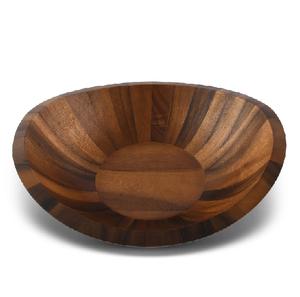 Grand saladier en bois d'acacia artisanal, grain naturel, plat de service de cuisine, décoration rustique de table à manger de style ferme - Product Image 3