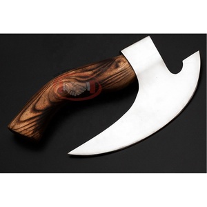 Venta caliente personalizado hecho a mano de acero al carbono cortador de Pizza vikingo hacha Tomahawk Damasco corte cocina Pizza funda de madera Camping - Product Image 3